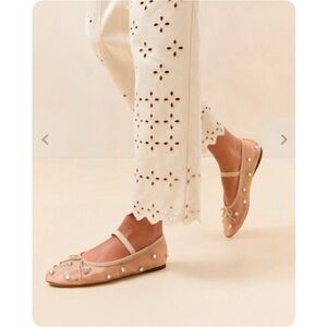 Jeffrey Campbell Releve Crystal Embellished Nude Mary Jane Flats size 9